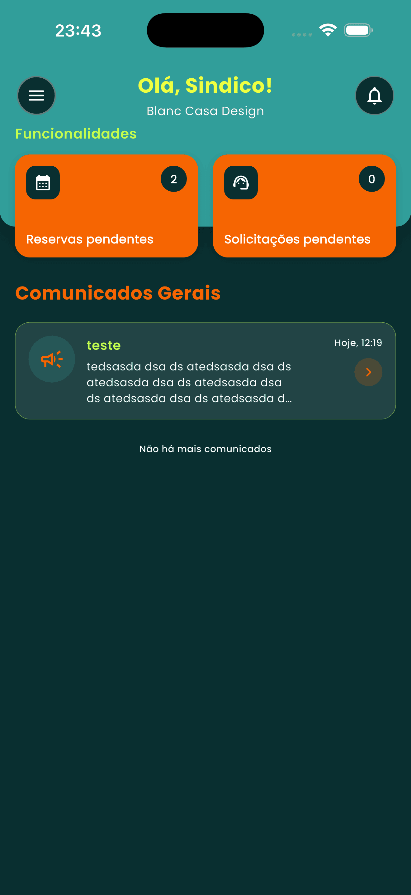 Tela do app Portera para portaria